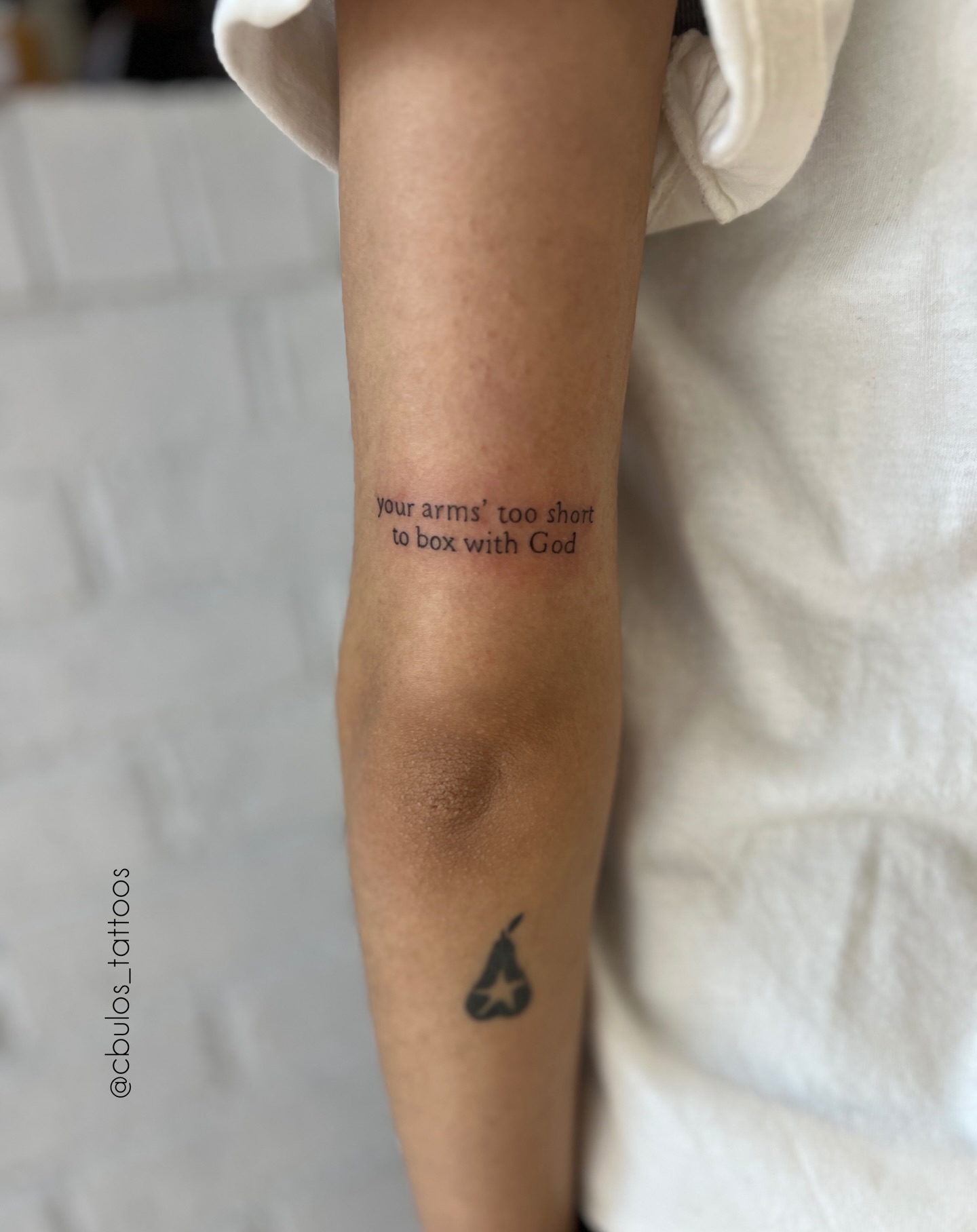 Lettering — above elbow