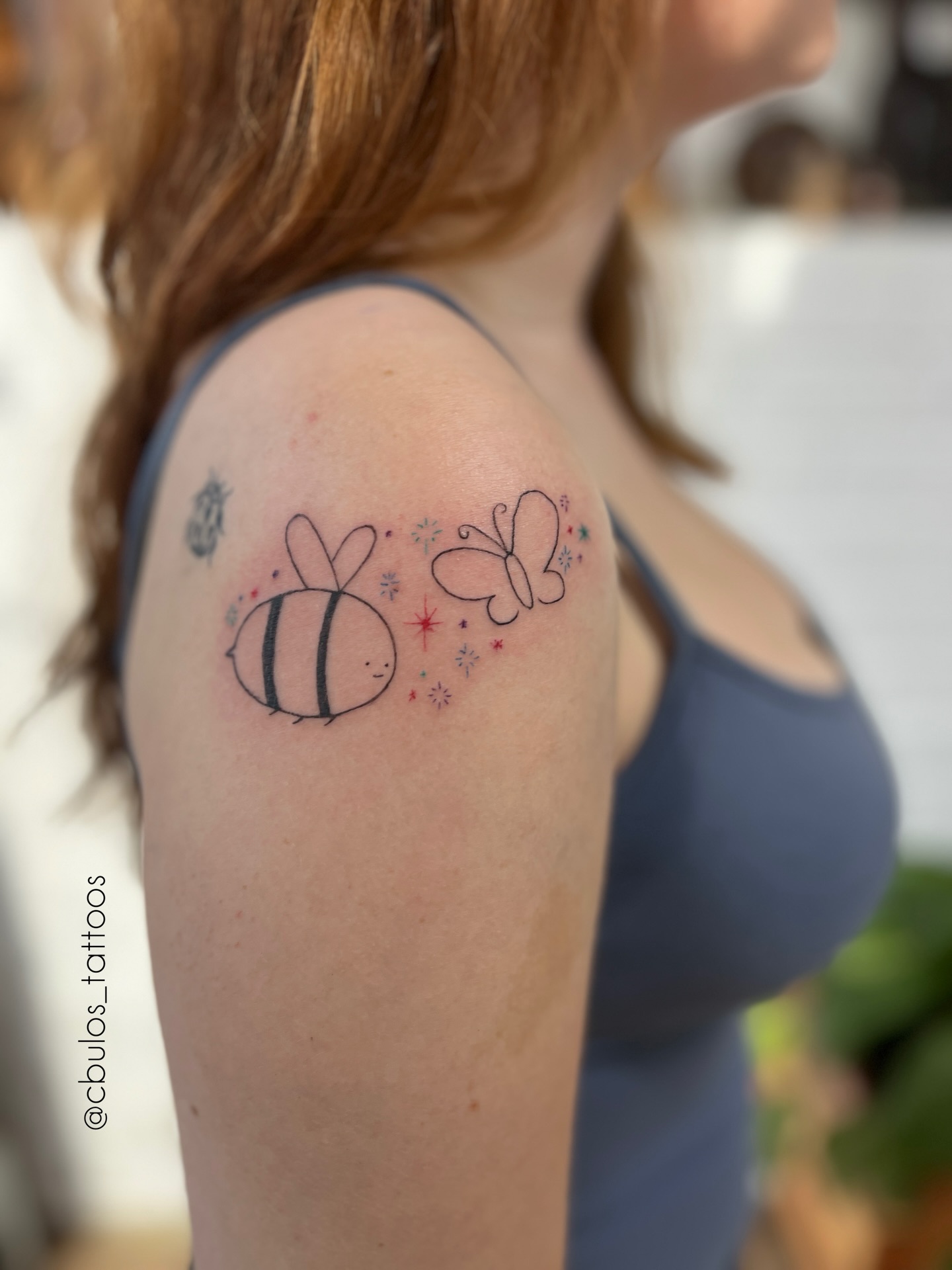 Bee & butterfly — shoulder