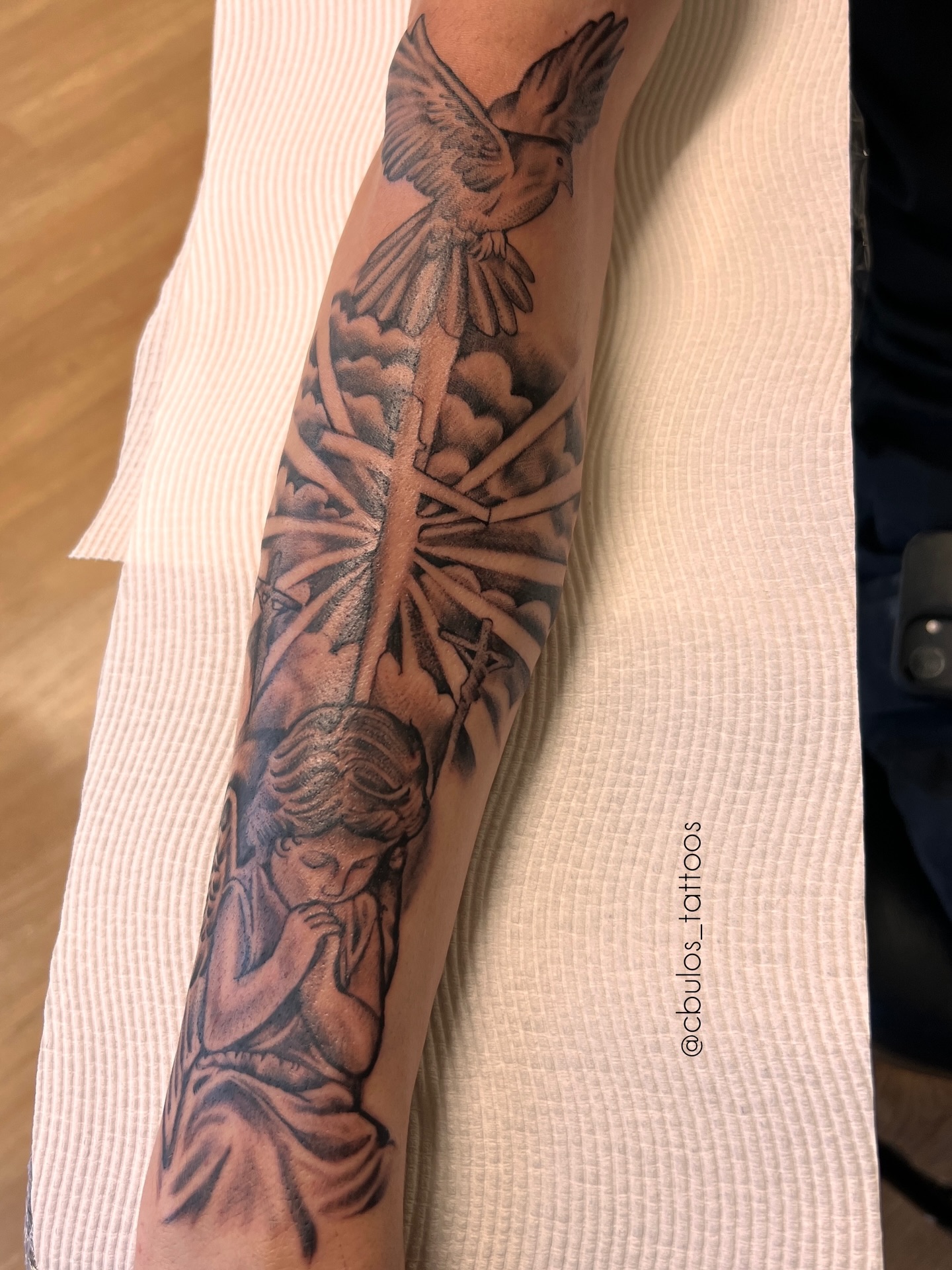Angel, cross & dove — sleeve