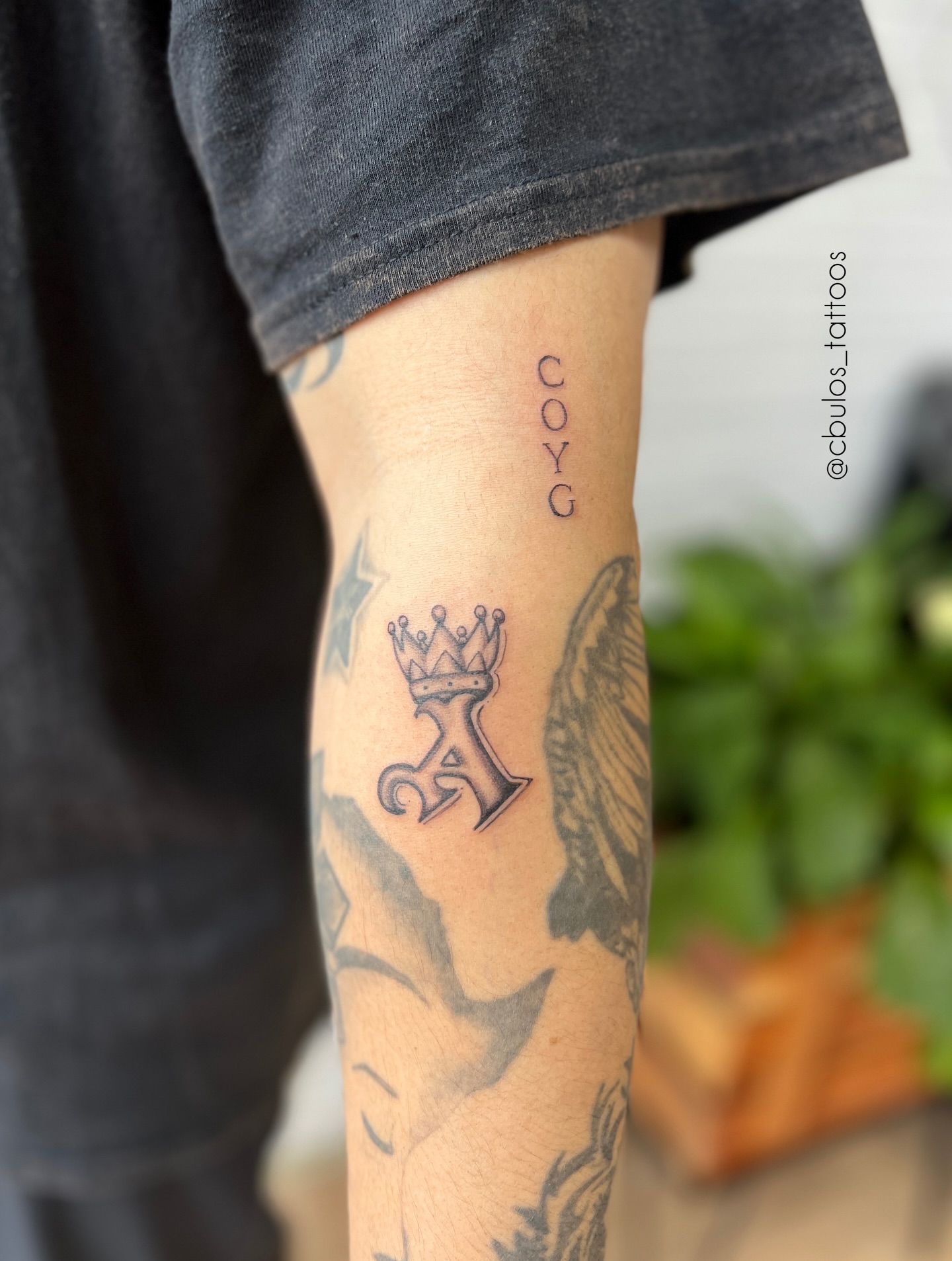 Crowned monogram — arm