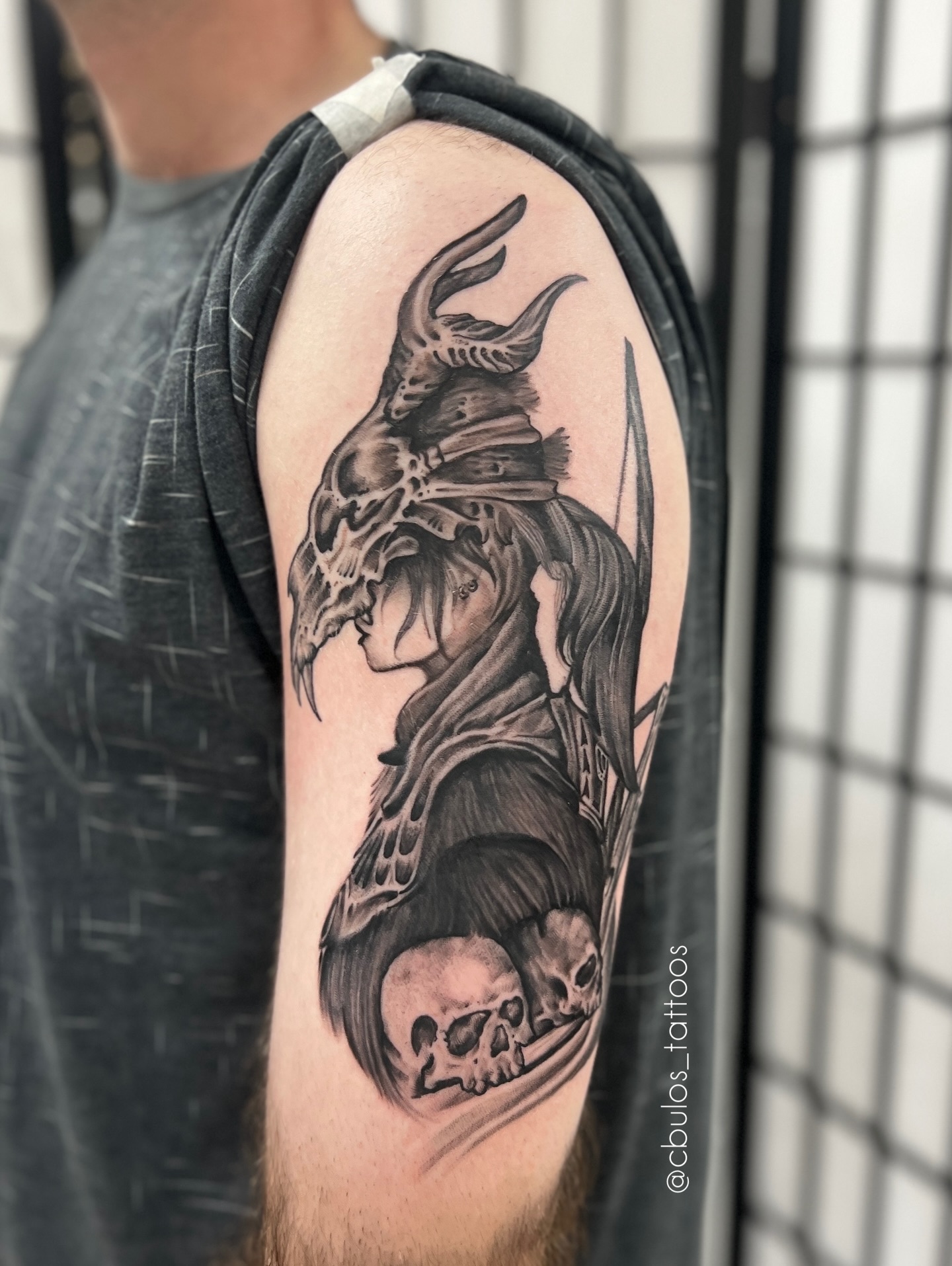 Warrior & skulls — half sleeve
